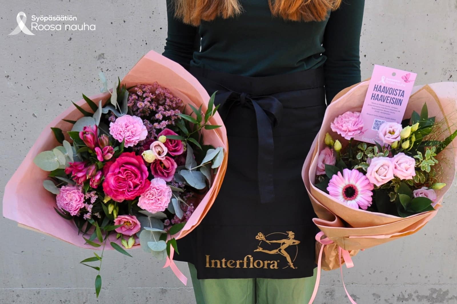 Roosa nauha -kumppani Interflora